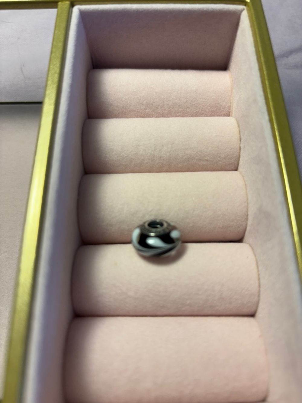 Pandora Black and White Swirl Glass Charm Bead